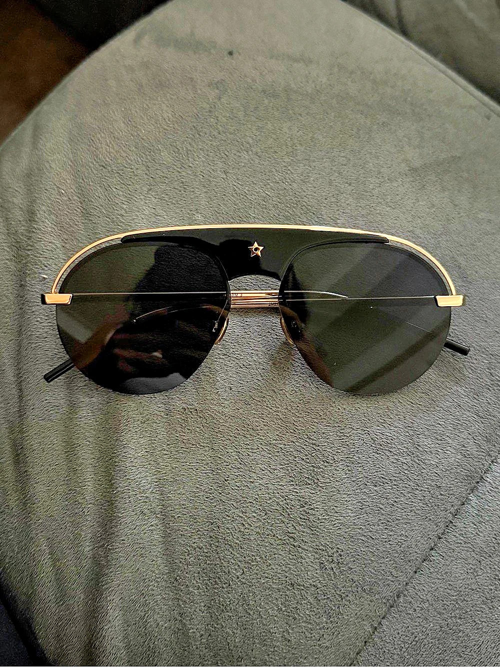 Christian Dior Black & Gold Aviator Sunglasses Like New